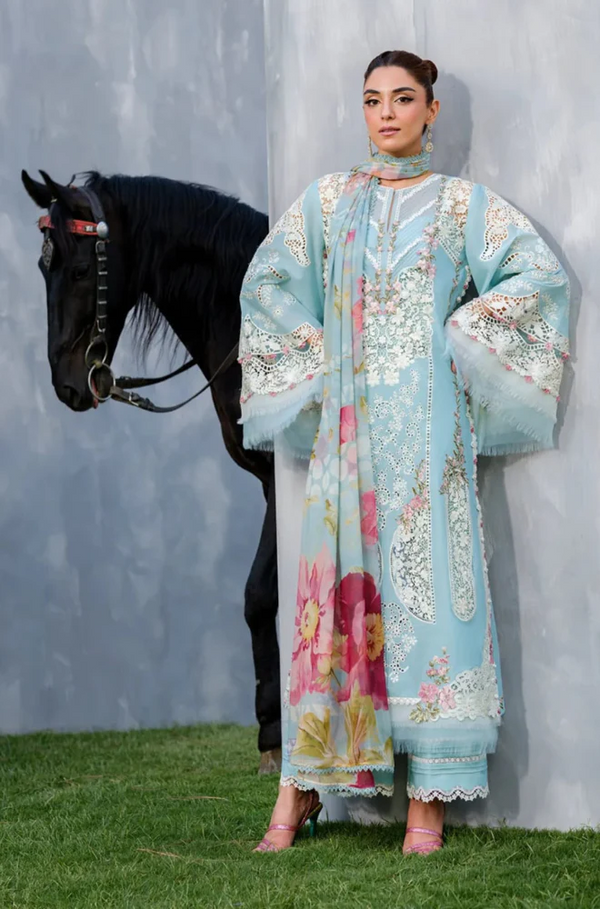 3 Piece Embroidered Chickenkari Lawn Suit UR21