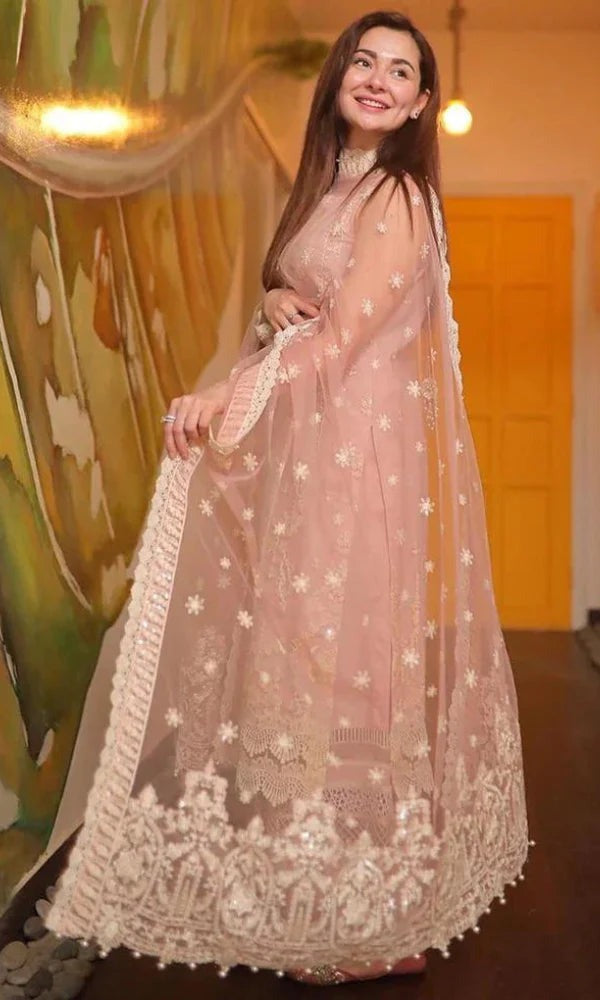 Faiza Saqlain 3 Piece Embroidered Lawn Dress with Organza dupata WC979