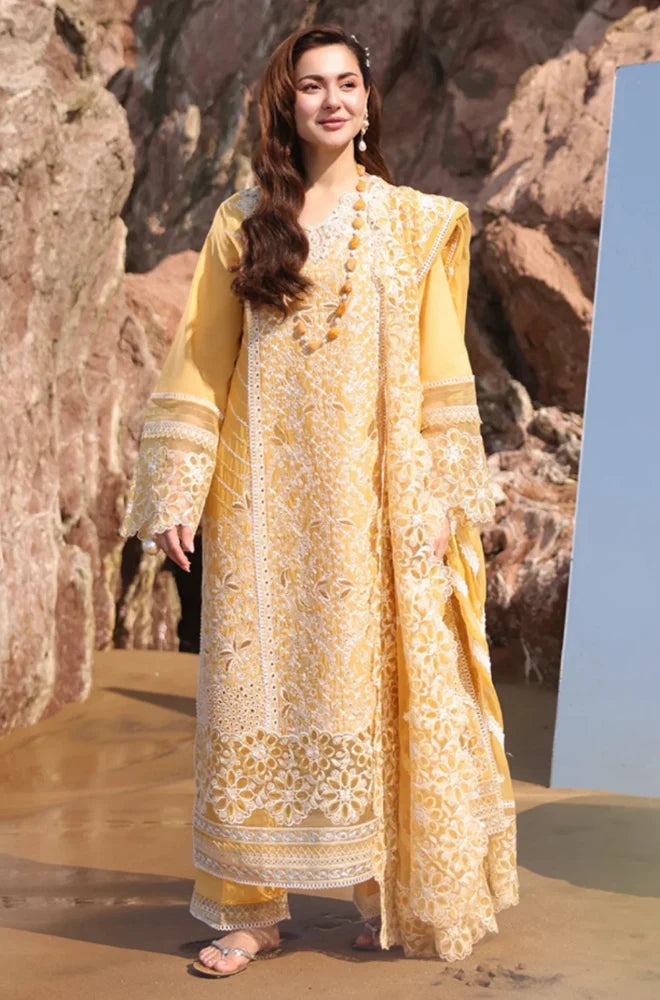 Imrozia Serene 3 Piece Lawn Chikenkari Embroidered Dress with Printed Organza Dupata WC1272