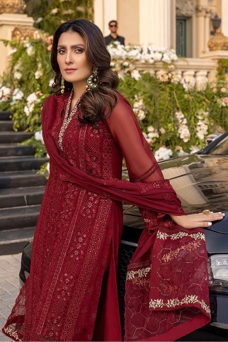 Azure Embroidered Lawn Dress & Heavy Embroidered Chiffon Dupatta 3PC WC733