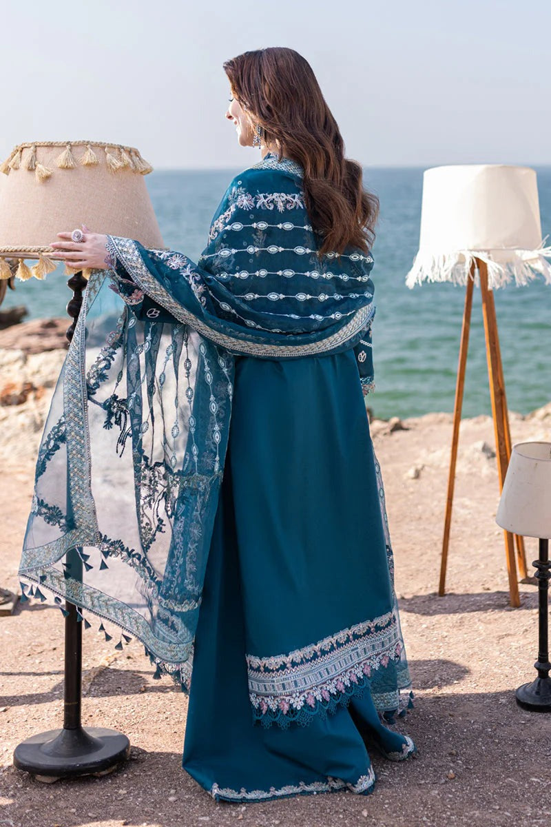 Qalamkar 3 Piece Chickenkari Embroidered Lawn Suit Organza Dupata WC1035