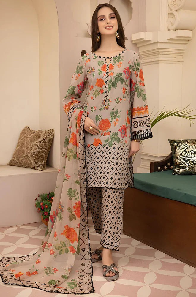 Charizma 3 Piece Digital Printed Lawn Dress with Munar Dupata WC700