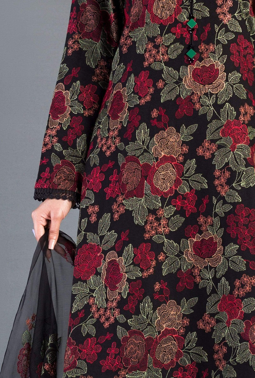 Bareeze Embroided Lawn dress with embroidered chiffon dupatta 3PC WC017