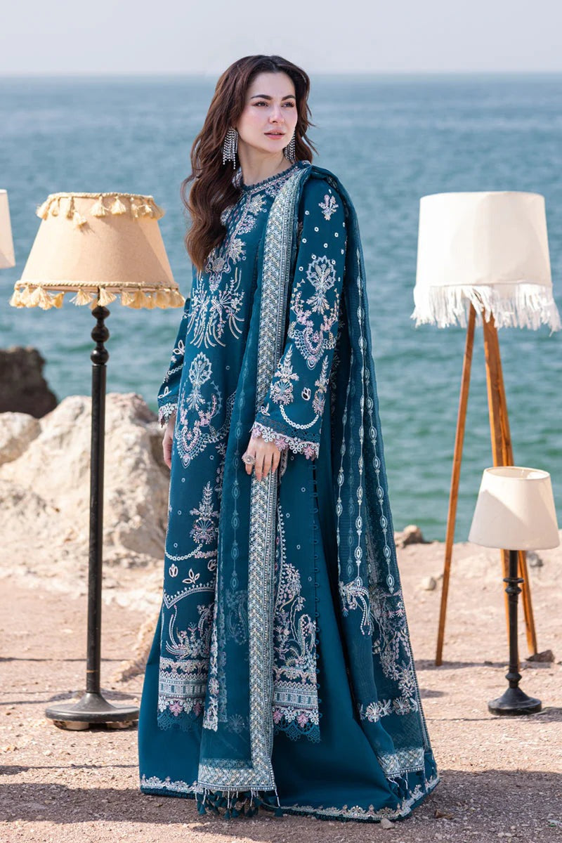 Qalamkar 3 Piece Chickenkari Embroidered Lawn Suit Organza Dupata WC1035