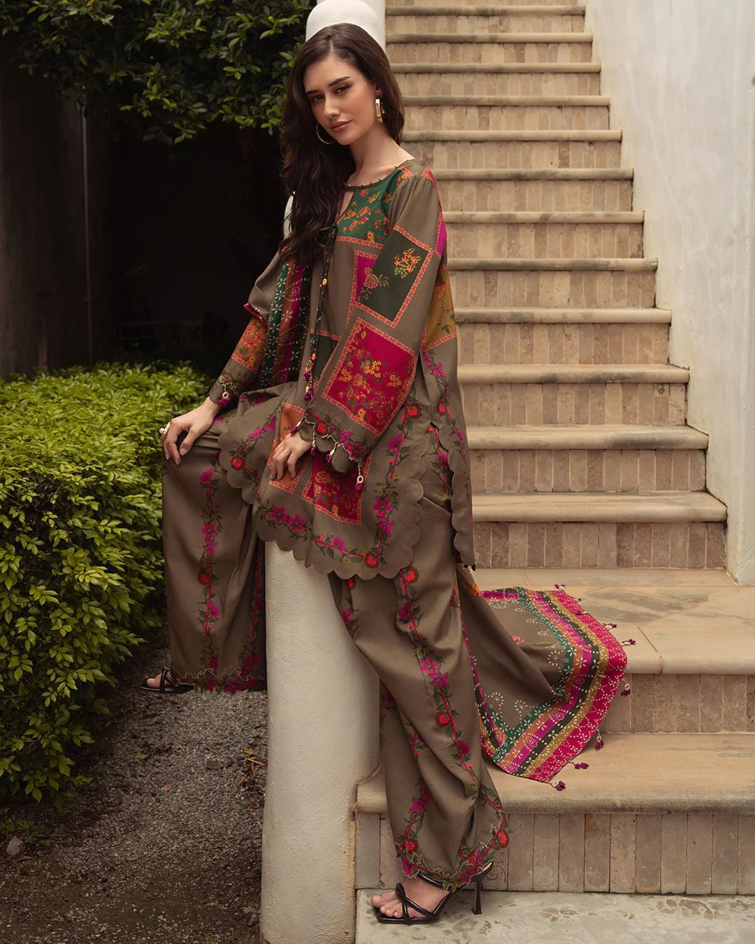 Charizma 3 Piece Lawn Digital Printed Dress with Sticky Munar Dupata WC1223